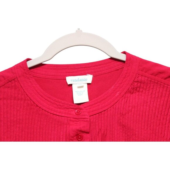 Sundance Blouse Top Petite Medium Pin Tuck Pleated Long Sleeve Half Button Flowy - Picture 9 of 12